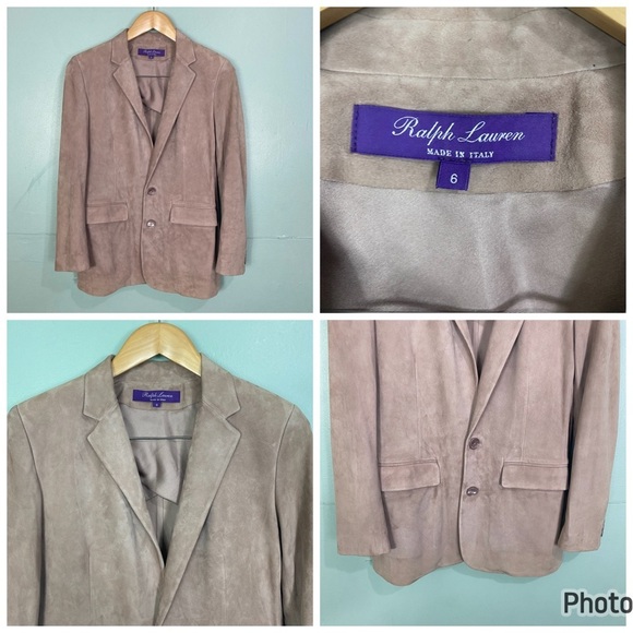 Ralph Lauren Purple Label Sz 6 Suede Leather Purple Suit 3 Piece Set Blazer Silk - Picture 7 of 16